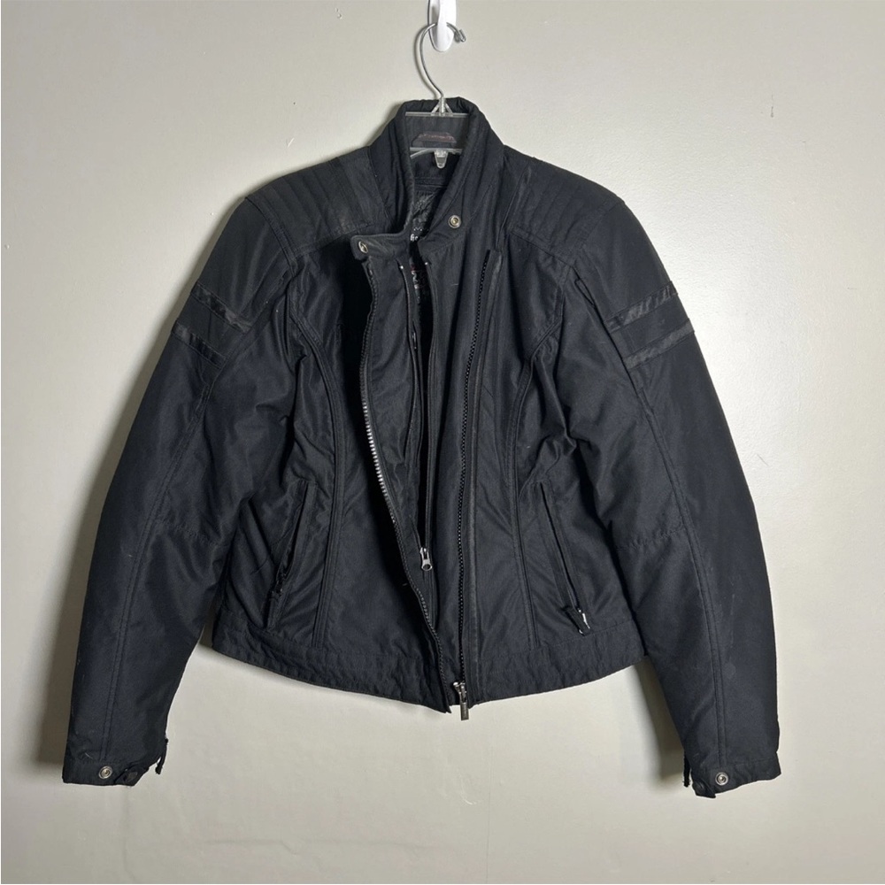 Pockerun Women’s Motorcycle Jacket  By Fieldsheer Black w/ Protective Pads Sz M